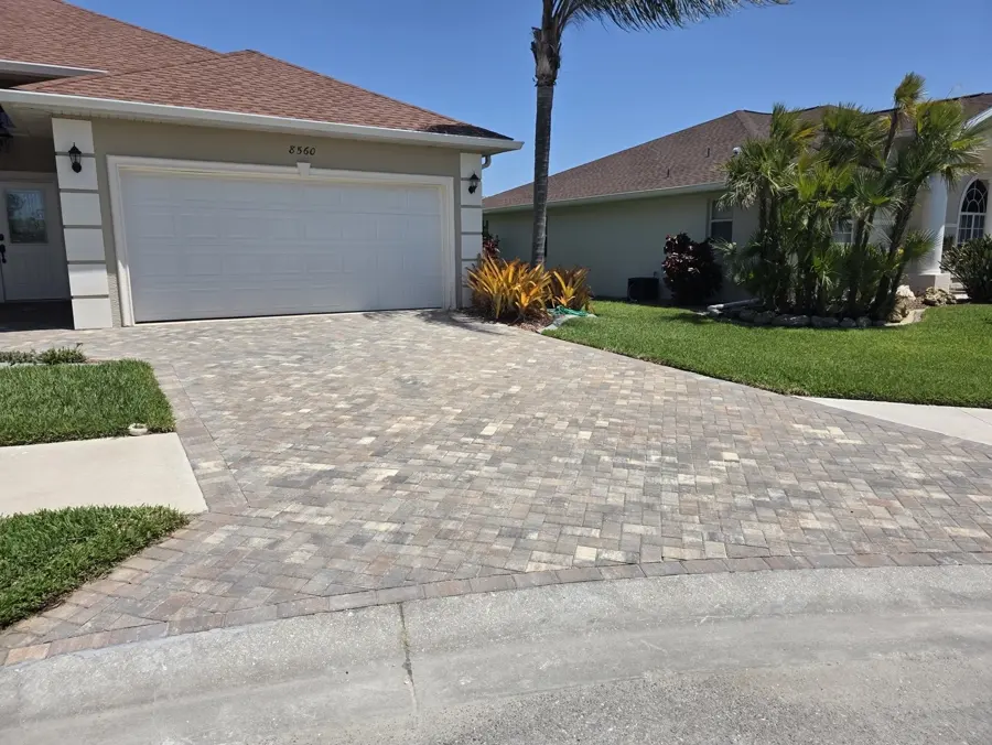 Finished paver driveway at a Florida home