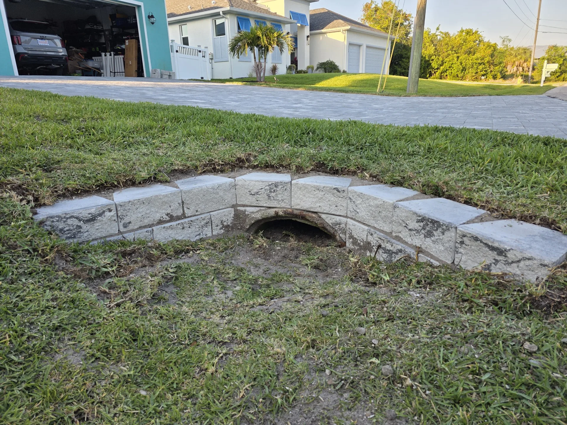 Plant redesign with dripline irrigation reroute at Venice FL home
