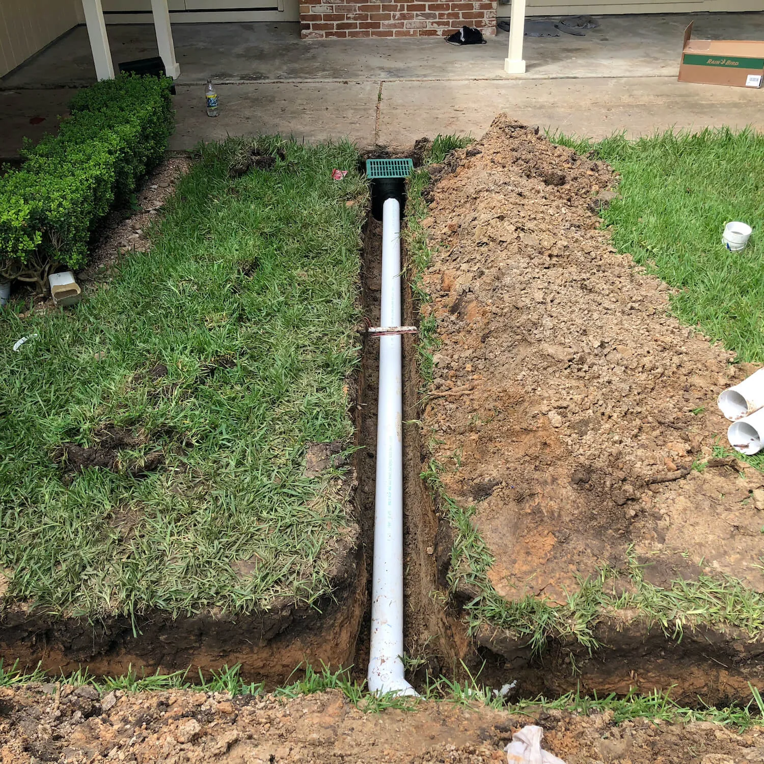 French drain and regrading for standing water elimination in North Port FL