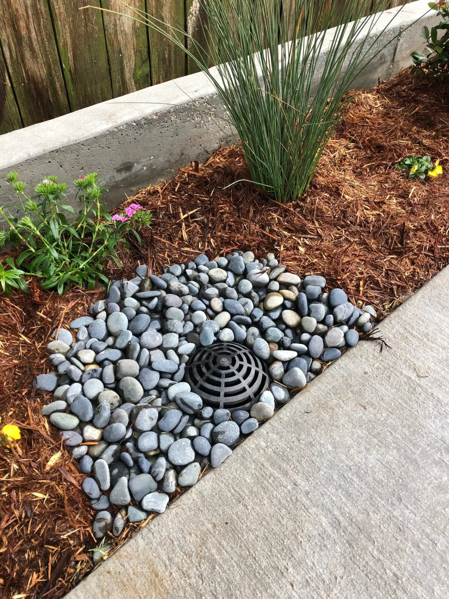 Retaining wall with boulders and tropical plants near Englewood Florida