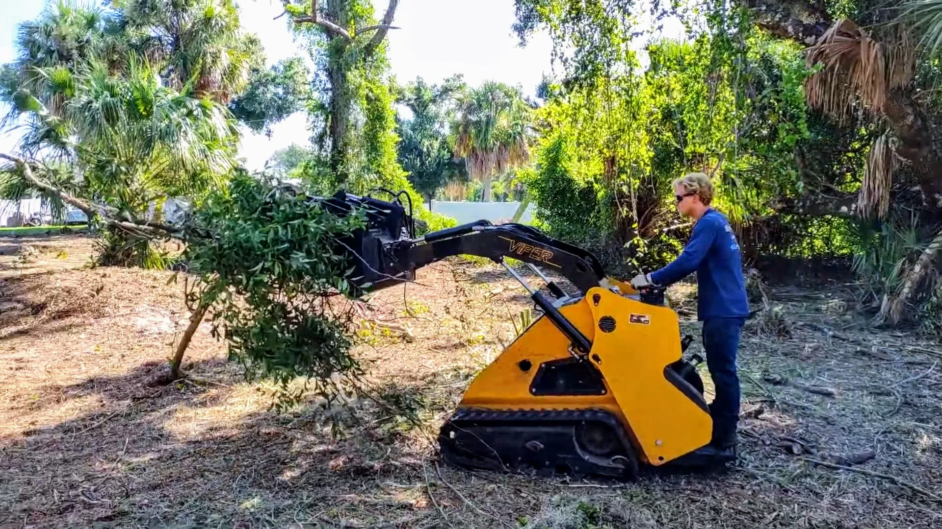 Land clearing with heavy equipment